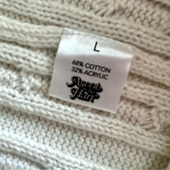 ASCOT+HART Wide Leg Graphic Yarn Knit Sweater Pants Off-White Women’s Size Large - Picture 10 of 15